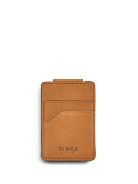Shinola grained-leather magnetic money-clip card holder Brown S0310009538