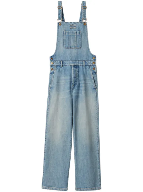 Miu Miu appliqué-logo denim overalls Blue GWZ001SOOO1373