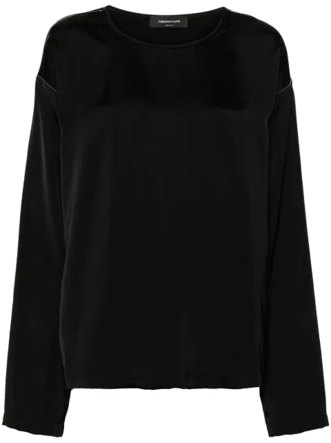 Fabiana Filippi beaded-trim crepe top Black TPD264F2220000D623