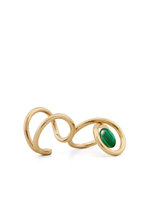 DESTREE Louise Double inset-gemstone ring Green LOUISEDOUBLE