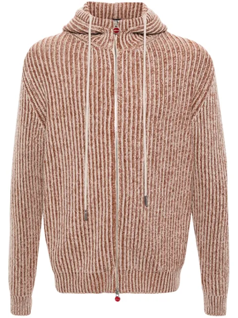 Kiton ribbed-knit hooded cardigan Orange UK1476W23