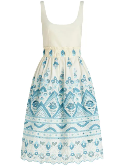 ETRO broderie anglaise flared dress Blue WRHA000299TGE01