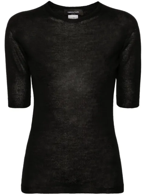 Fabiana Filippi short-sleeve fine-knit sweater Black MAD264F003N9070000