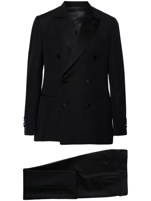 Lardini double-breasted wool-blend suit Blue EQ7758E3EQE62313