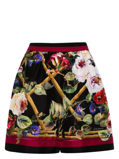 Dolce & Gabbana floral-print silk pajama shorts Black FTAM7THI1RGHH4YA