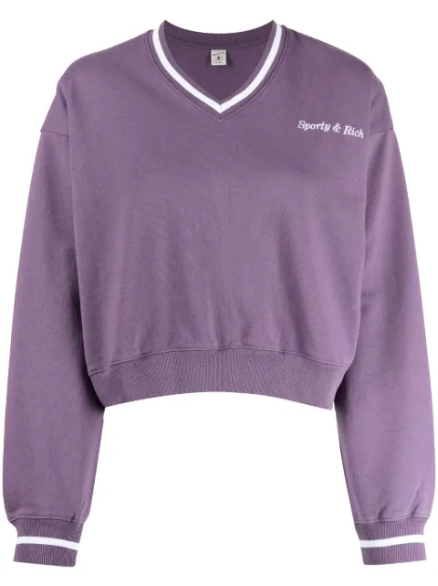Sporty & Rich logo-embroidered V-neck sweatshirt Purple VNAW231EP