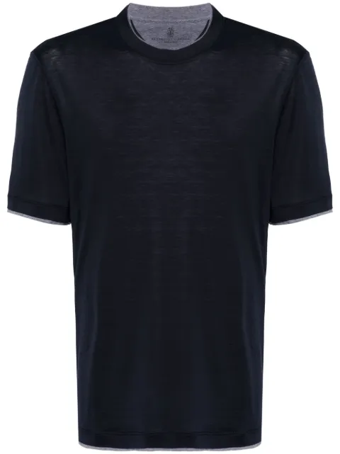 Brunello Cucinelli contrast-trim T-shirt Blue MD8217427CW893