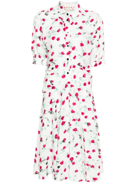 Marni Reverie-print crepe midi dress White ABMA1164A0UTVA12