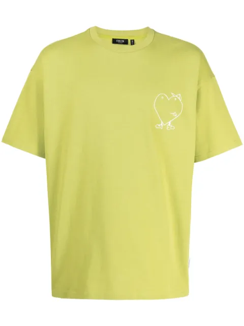 FIVE CM heart-print cotton T-shirt Green V1112S4