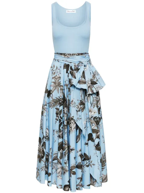 Oscar de la Renta Flora & Fauna-print sleeveless midi dress Blue 24SN237FAPBCB