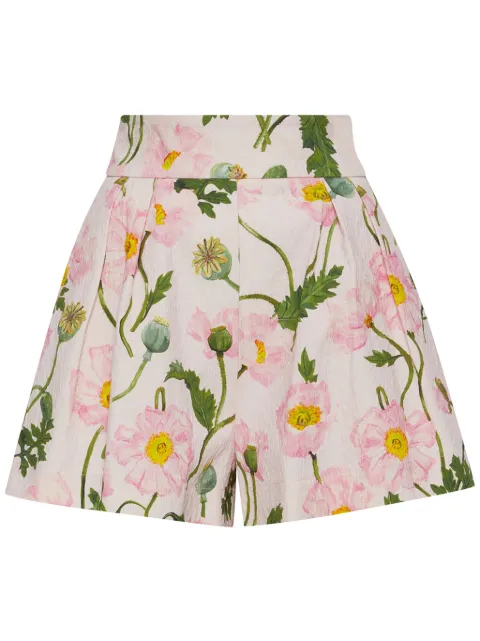 Oscar de la Renta poppy-print cloqué shorts Pink 24SN317PPQPSK