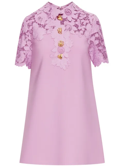 Oscar de la Renta Mixed Botanical guipure-panel minidress Pink 24SN239DSWLUP
