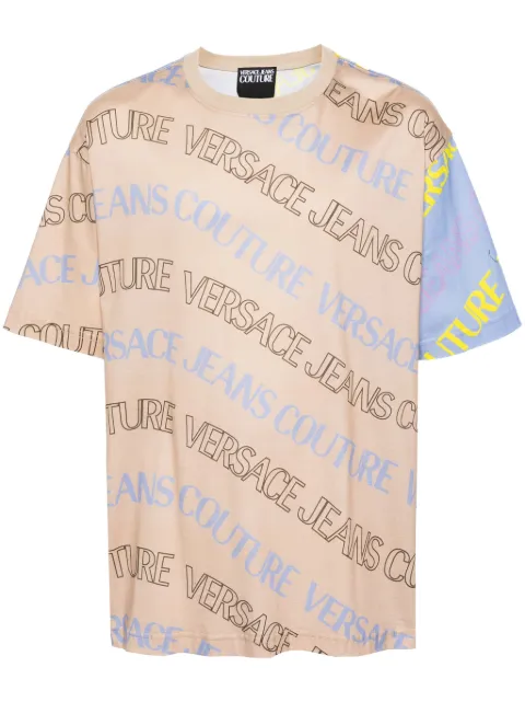 Versace Jeans Couture logo-print colour-block T-shirt Neutrals 76GAH6L1JS296