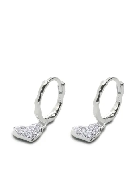 Monica Vinader Diamond Heart silver drop huggie earrings Silver SSEAHARHDIA