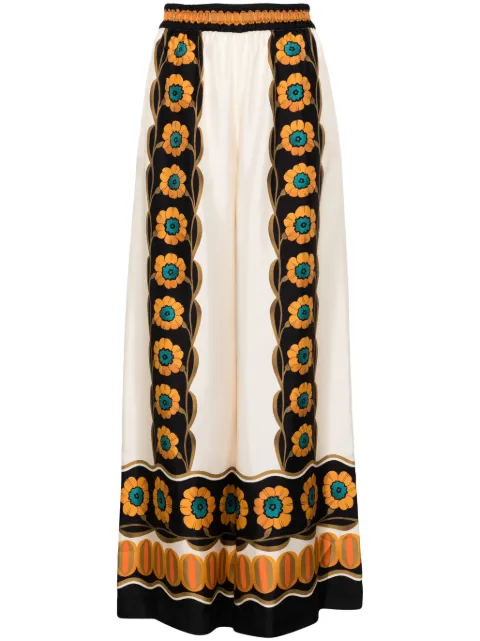 La DoubleJ Daisy Chain silk palazzo pants Orange TRO0026SIL006ROP04OR02