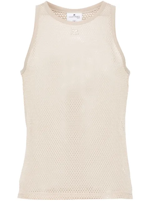 Courrèges logo-patch mesh top Neutrals 124JDE011JS0119