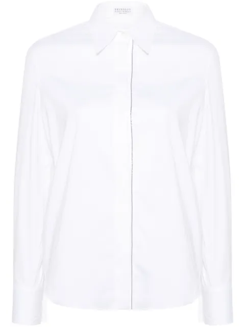 Brunello Cucinelli beaded-trim poplin shirt White M0091MA626C159