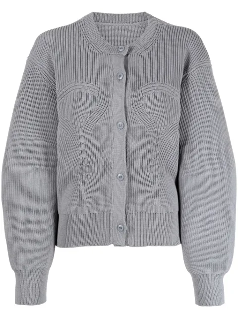 JNBY ribbed crew neck cardigan Blue 5O1311170