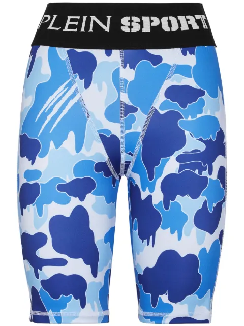 Plein Sport camouflage-print logo-waistband leggings Blue PADCWJT1904STE003N
