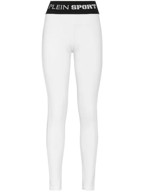 Plein Sport logo-waistband leggings White PADCWJT1895STE003N