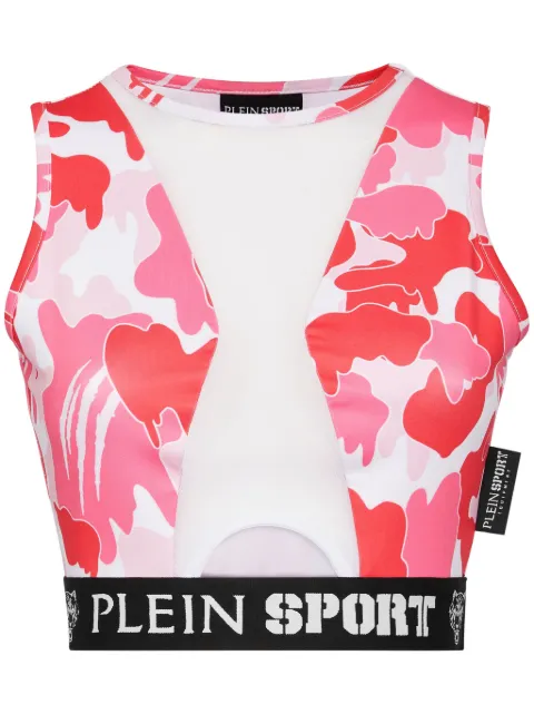 Plein Sport camouflage-print panelled cropped top Pink PADCWJK0150SJY001N