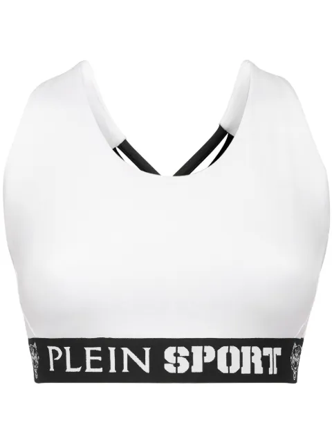 Plein Sport logo-underband sports bra White PADCWJK0145STE003N