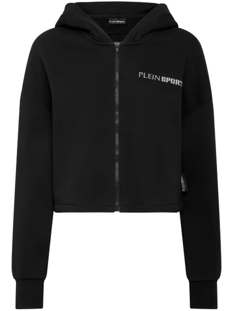 Plein Sport Scratch-print zip-up hoodie Black PADCWJB1725SJO001N