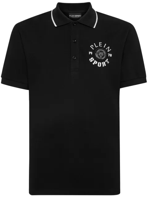 Plein Sport logo-appliqué cotton polo shirt Black PADCMTK7236STE003N
