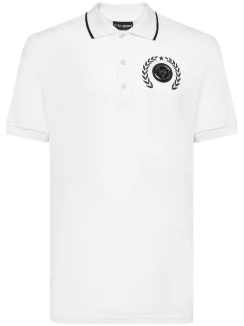 Plein Sport logo-print cotton polo shirt White PADCMTK7239STE003N