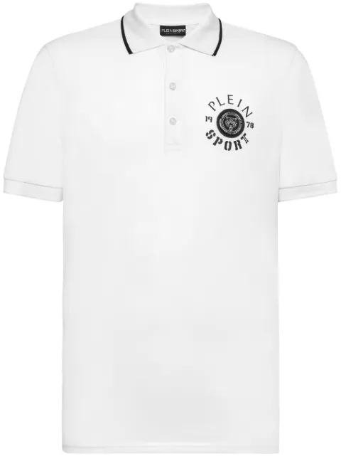 Plein Sport logo-appliqué cotton polo shirt White PADCMTK7236STE003N