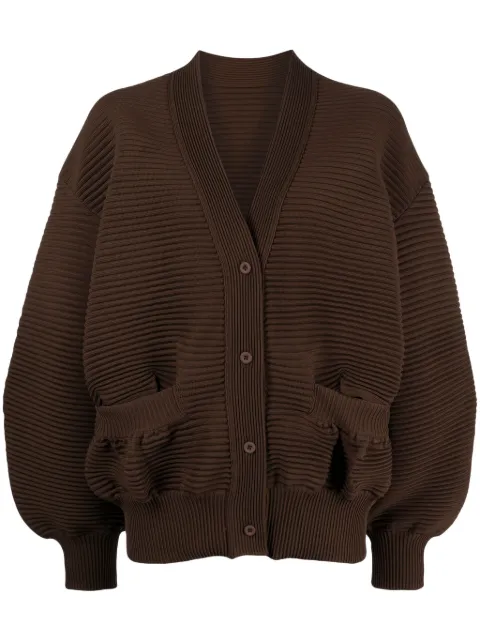 JNBY balloon-sleeve ribbed cardigan Brown 5O2310870