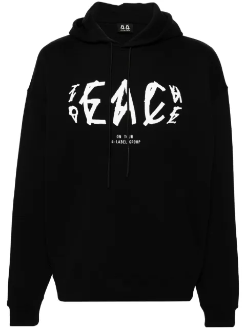44 LABEL GROUP Peace-logo cotton hoodie Black B0030413FA139P401