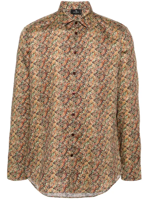 ETRO palm tree-print cotton shirt Orange MRIB000199SA517