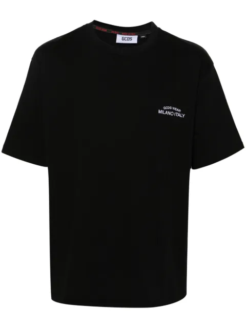 GCDS logo-embroidered cotton T-shirt Black A1OM2307JC2