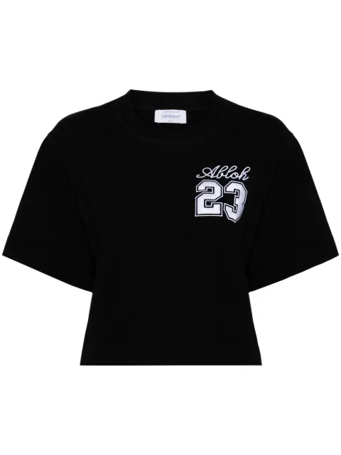 Off-White 23-print cotton T-shirt Black OWAA090S24JER0031001