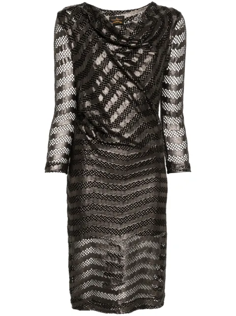 Vivienne Westwood Pre-Owned 2010 metallic-finish draped midi dress Silver VIWE750BA