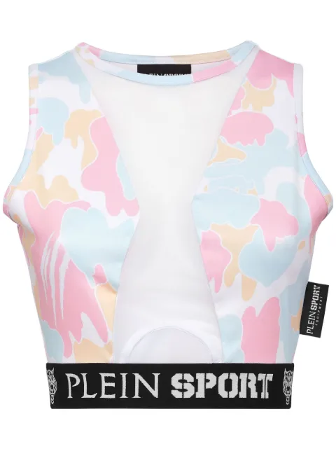 Plein Sport camouflage-print panelled cropped top Pink PADCWJK0150SJY001N