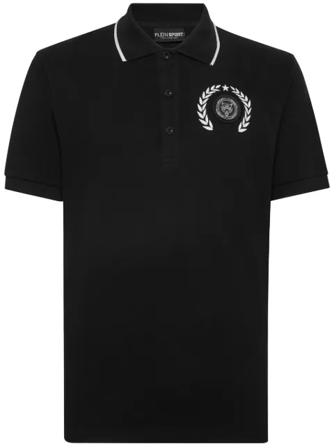 Plein Sport logo-print cotton polo shirt Black PADCMTK7239STE003N