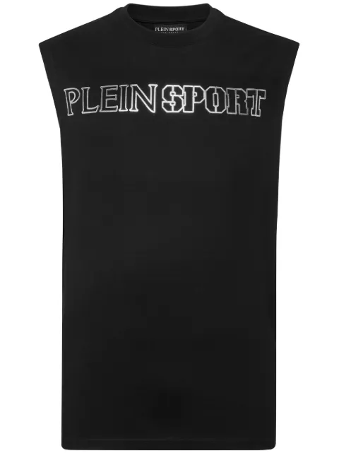 Plein Sport logo-print cotton vest Black PADCMTK7174SJY001N