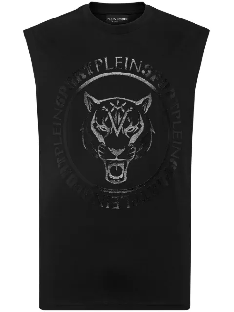 Plein Sport logo-print cotton tank top Black PADCMTK7162SJY001N