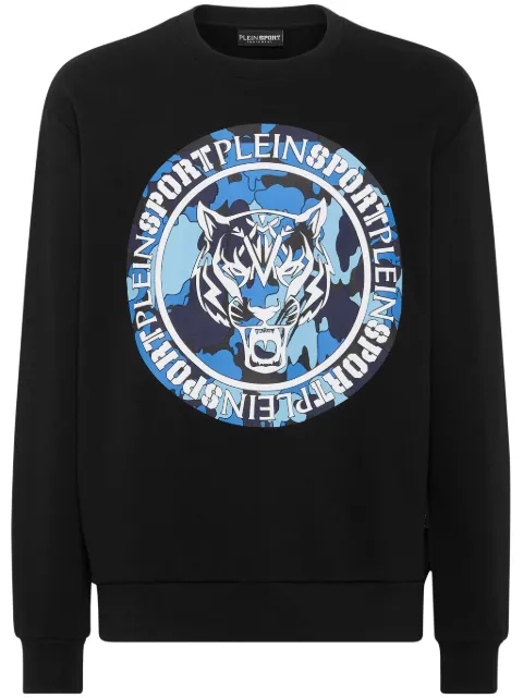 Plein Sport tiger-print camouflage sweatshirt Black PADCMJO1210SJO001N