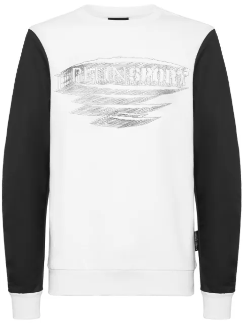 Plein Sport logo-print panelled sweatshirt White PADCMJO1207SJO001N