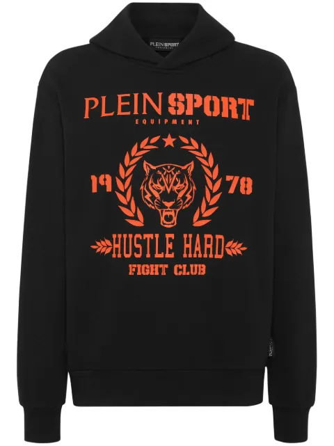 Plein Sport logo-print cotton-blend hoodie Black PADCMJB3313SJO001N