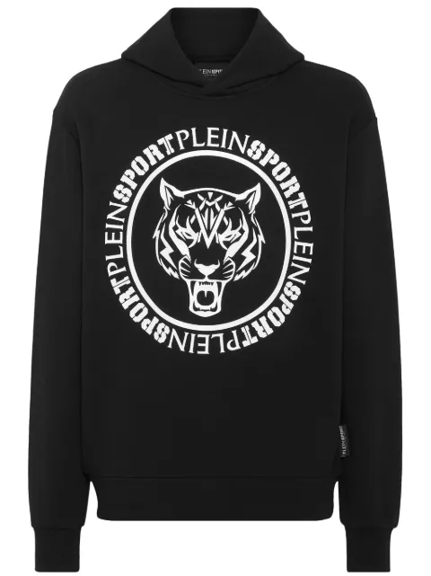 Plein Sport Carbon Tiger cotton-blend hoodie Black PADCMJB3304SJO001N