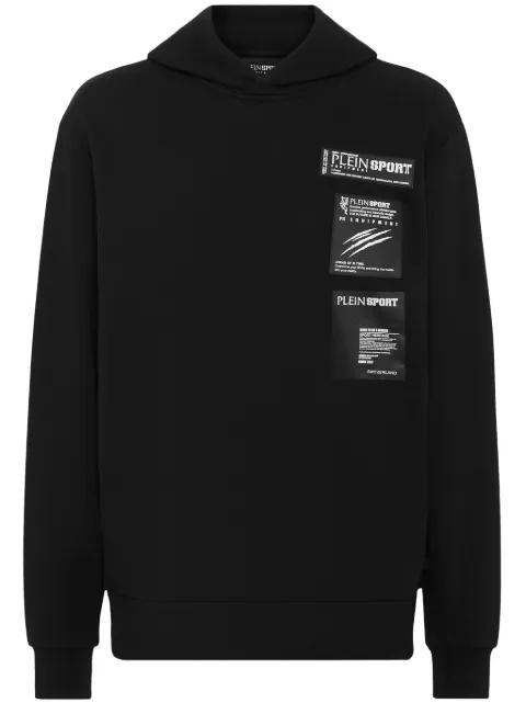 Plein Sport Scratch logo-patch hoodie Black PADCMJB3303SJO001N