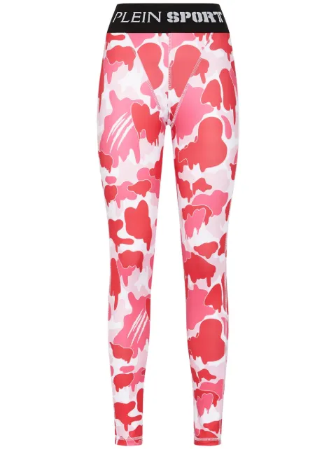 Plein Sport camouflage-print logo-waistband leggings Pink PADCWJT1905STE003N
