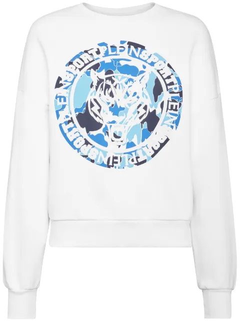 Plein Sport Carbon Tiger cotton sweatshirt White PADCWJO0972SJO001N