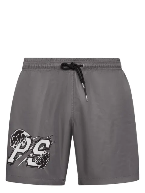 Plein Sport logo-print swim shorts Grey PADCMMX0117SXV005N