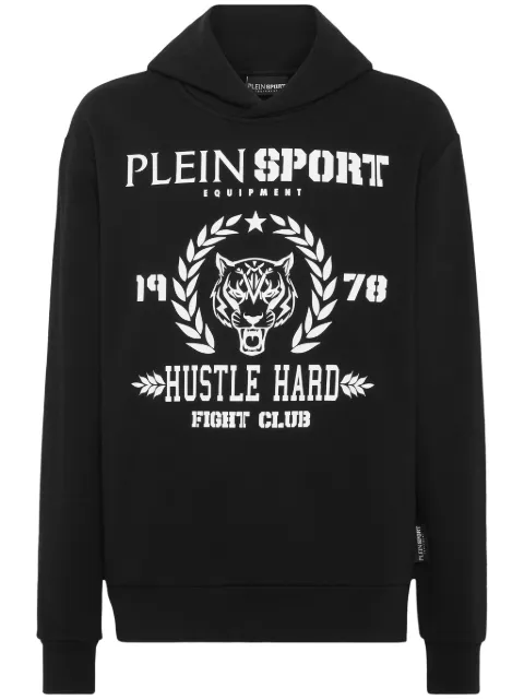 Plein Sport logo-print cotton-blend hoodie Black PADCMJB3313SJO001N