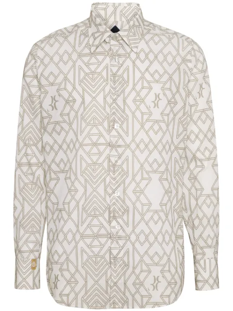 Billionaire geometric-print linen shirt Neutrals IADCMRP2197BTE048N